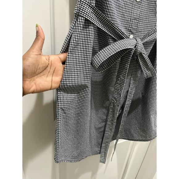 Frame Black Gingham Belted Button Front Shirt Dress Sz XS - Picture 5 of 6